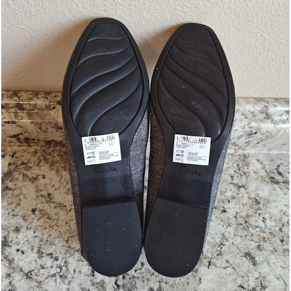 Clarks Artisan Keesha Luca Loafers Womens 8 Black‎ Fabric Textured Slip On Shoes